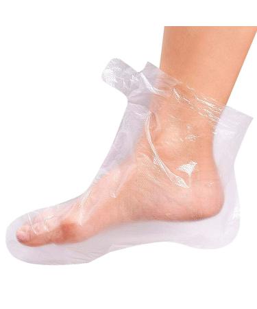 Feet Covers Disposable Moisturizer Socks - 200 Pcs Foot Moisturizing Socks Plastic Socks Pedicure Foot Spa Socks for Women - Feet Wax Paraffin Medicated Socks Wax Feet Care Paraffin Bath Foot Socks 11.8x6.7x1.1 Inch (Pack of 200)