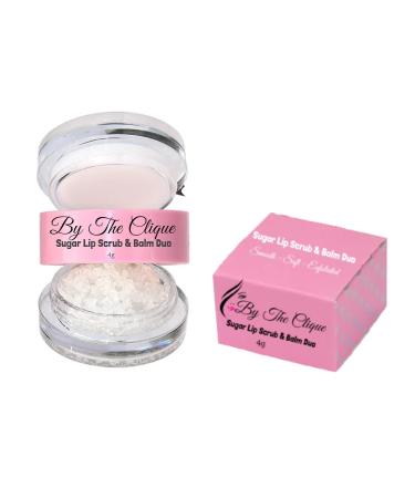 By The Clique Premium 2 in Exfoliating Sugar Lip Scrub and Smoothing Safflower Oil Infused Lip Balm Duo | All Natural Ingredients | Vegan, Gluten Free and Cruelty Free | Vanilla Sugar - Buy Online on GoSupps.com