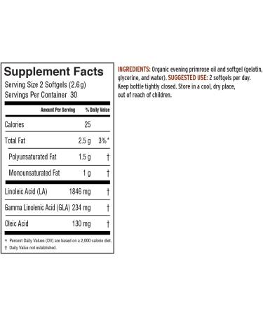 Barlean's Evening Primrose Oil Softgels with GLA - Non-GMO & Gluten-Free - 60 Softgels - Buy Online on GoSupps.com