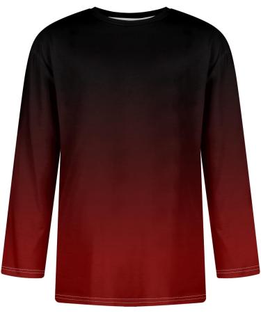 Men's 3/4 Arm Casual T-Shirt - 3D Print Round Neck Henley - Summer Rugby Shirt - Deep Red Relaxed Fit - Buy Online on GoSupps.com
