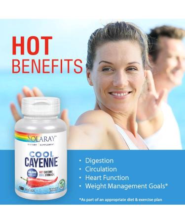 Solaray Cool Cool Cayenne 40,000 HU | Digestion, Circulation & Metabolism Support | 180 VegCaps - Buy Online on GoSupps.com