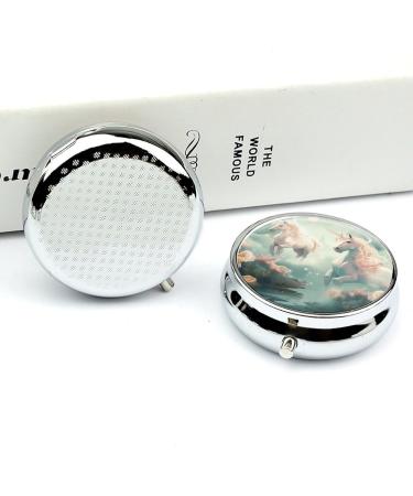 Buy Unicorns Printing 3 Compartment Travel Pill Box - Portable Medicine Organizer for Purses & Handbags - Ideal for Travel - Buy Online on GoSupps.com