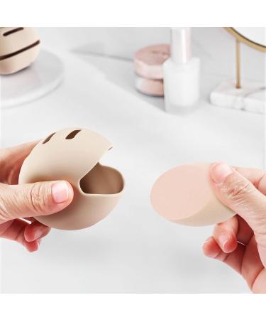 Qetlavee 2-Pack Portable Cosmetic Bag with Makeup Brush Holder & Sponge Organizer - Travel Storage Box for Makeup (Khaki) - Buy Online on GoSupps.com