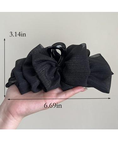 Wiwpar Large Chiffon Silk Hair Clips Bow Banana Hair Clips Ponytail Holder Claw Clip Claw Jaw Clamps Clips French Barrettes Halloween Hair Accessories for Women Girls (Black) - Buy Online on GoSupps.com