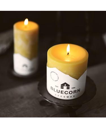 Bluecorn Beeswax 100% Pure Beeswax Pillar Candle - 2 x 4.5 Inches - Buy Online on GoSupps.com