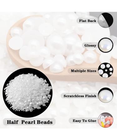 5800pcs Flatback Pearls for Artwork Making - DIY Rhinestones Accessory | White Half Pearls for Crafts & Nail Art - Buy Online on GoSupps.com