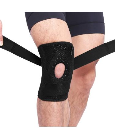 Knee Brace for Arthritis ACL and Meniscus Tear Open-Patella Stabiliser Adjustable Brace Best Knee pad Support for Sports Injury Rehabilitation & Protection Against re-Injury (Single) BLACK