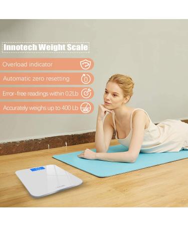 Innotech Digital Bathroom Scale - Easy-to-Read Backlit LCD - White - Buy Online on GoSupps.com