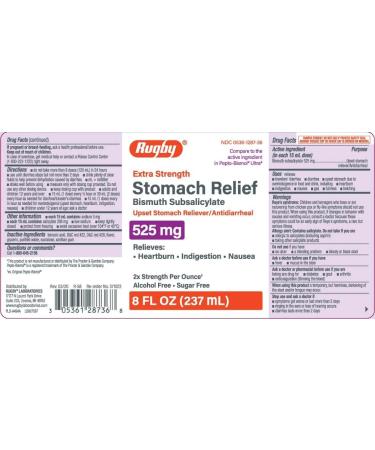Rugby Extra Strength Bismuth Subsalicylate 525mg - 2X Power - 8 Fl Oz - Buy Online on GoSupps.com