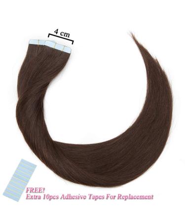 Elailite Tape in Hair Extensions - Real Hair Adhesive 20 Pieces 55cm 50g #02 Dark Brown - Buy Online on GoSupps.com