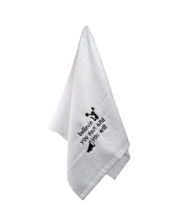 VAMSII Cheerleader Sweat Towel Believe You Can and You Will Embroidered Cheer Team Bath Washcloth (Cotton)