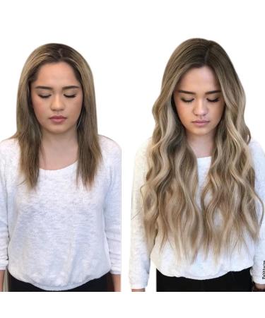 Buy Laavoo Balayage Clip-In Hair Extensions | Real Hair 40cm Ombre Light Brown & Platinum Blonde - 5pcs/70g - Buy Online on GoSupps.com