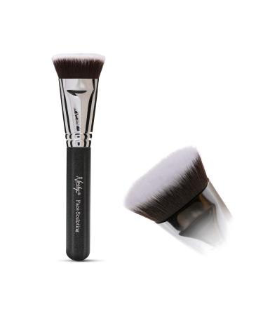 Nanshy Face Sculpting Flat Contour Brush for Cream, Gel & Powder Makeup - Fluffy & Soft Flat Top Kabuki Contouring Brush - Perfect for Cheeks & Nose - Vegan & Cruelty-Free - Onyx Black
