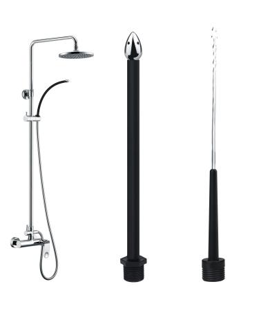 Shower Enema System with On/Off Switch Reusable Shower Douche for Men and Women Portable Cleaning Enema Nozzle Kit for Most Shower Systems ABS Black