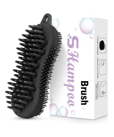 Scalp Massager Shampoo Brush, 3 in 1 Bath Brush Body Scrubber, Silicone Scalp Brush for Men, Women and Children, Bath Body Brush to Remove Dead Skin, Manual Bath Head Massaging Brush(Black)