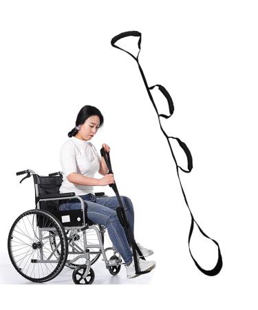 35-44 Inch Long Leg Lifter Strap Multi-Loop Adjustable Mobility Leg Raiser Aids for Wheelchair Bed Car Couch Hip & Knee Replacement Aids Leg Lifter Strap With Padded Hand Grip for Elderly Black