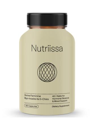 Nutriissa Divine Feminine Myo-Inositol 4000 mg & D-Chiro 100 mg 40:1 Ratio for Hormonal Balance & Mood Support EPEB Certified 180 Vegan Capsules