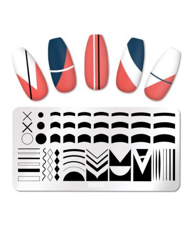 Nail Stamping Plates French Tip Pictures Nail Art Stamping Template Stainless Steel Nail Design Stencil Tools Nail Design Stamp French Tip Stamp french nail stamper(Nail Stamping Plates A)