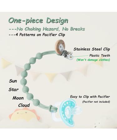 Seposeve Silicone Pacifier Clip 4 Pack - Pacifier Holder Leash for Baby Boys and Girls (2 Green + 2 White) - Buy Online on GoSupps.com