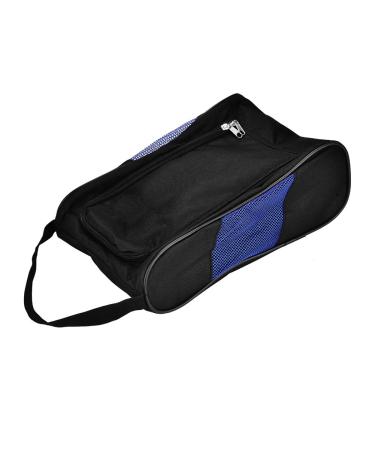 Zerone Portable Golf Shoes Bag Breathable Dust-Proof Storage Organiser Zippered Shoe Bag with Pocket for Storing Sports Accessories Unisex Black and Blue