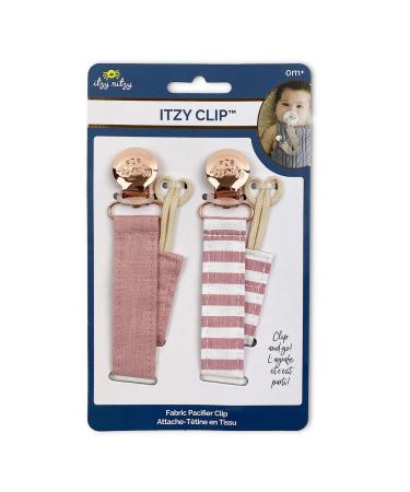 Itzy Ritzy Linen Pacifier Clips - 2-Pack Pink and Pink Stripe - Buy Online on GoSupps.com