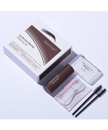 One Step Eyebrow Stamp Shaping Kit - Waterproof Eyebrow Makeup with Soap Powder Stencils & Brushes - Dark Brown - Buy Online on GoSupps.com
