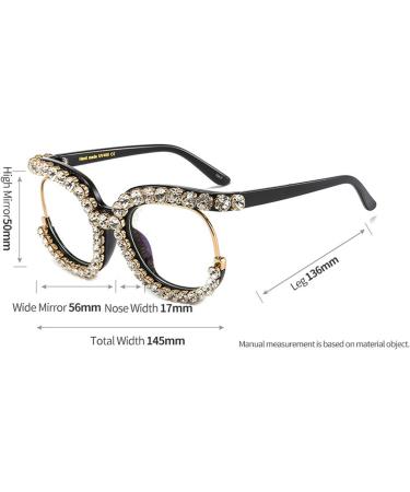 Laureles Rhinestone Blue Light Blocking Glasses | Oversized Round Diamond Frames for Women - Buy Online on GoSupps.com