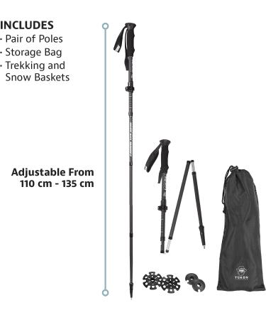 Yukon Charlie's Carbon Lite Flip Out Trekking Poles with Fast Lock Adjustment System - Includes Trekking and Snow Baskets - Buy Online on GoSupps.com