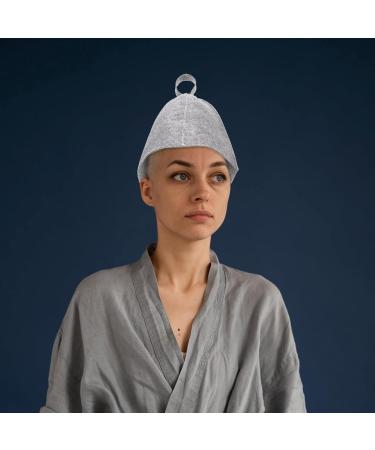 Sauna Hat Cap for Men & Women - Felt Bath Headscarf & Shower Cap - 2 Pieces Gray Sauna Accessories - Buy Online on GoSupps.com