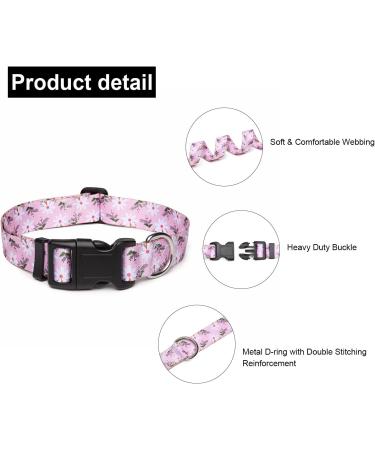 Shop Suredoo Adjustable Dog Collar - Soft Nylon for Small Medium Large Dogs & Cats - Pink White Flowers (S: 25-40 cm) - Buy Online on GoSupps.com