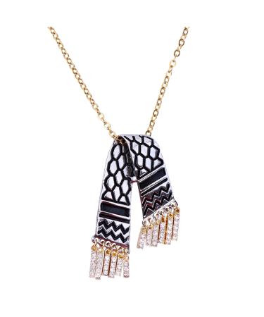 OralGos Ethnic Style Scarf Shape Adjustable Clavicle Chain Necklace Elegant Jewelry for Fashion Lovers Silver