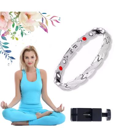 Magnetic Lymph Detox Bracelet Weight Loss Lymph Drainage Magnetic Bracelet Magnetic Therapeutic Slimming Bracelet Promotes Blood Circulation (Silver)