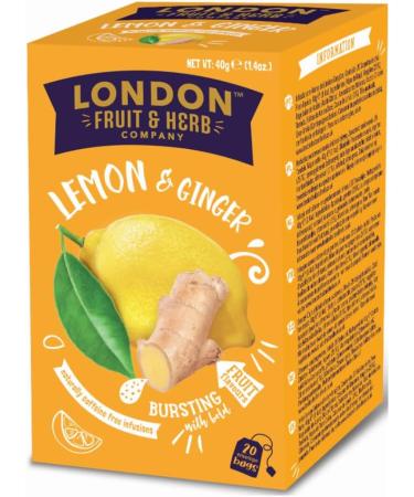  LONDON FRUIT & HERB COMPANY London Fruit | Lemon and Ginger Infusion | Lemon Ginger and Lime Infusion in Single-Bag Tea Bags Caffeine-Free - 6 x 20 Filters (240g) | Digestive Infusion - Buy Online on GoSupps.com