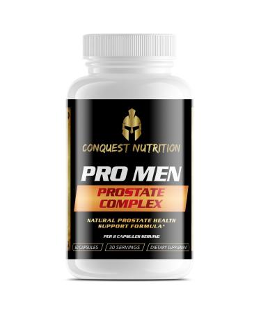 Conquest Nutrition Pro Men Prostate Complex Support Men's Prostate and Urinary Tract Health. Natural DHT Blocker. 30 in 1 Formula. Saw Palmetto Pygeum Nettle Pumpkin Seed Extract 60 Veggie Caps