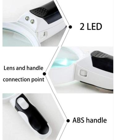 Professional 2.5X 2LED Lights 90MM Super High Clarity Lightweight Handheld Magnifier for Reading Maps - Watch Repair Loupe Full of Stars - Buy Online on GoSupps.com