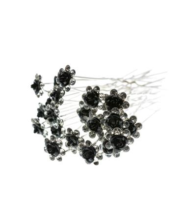 AKOAK 20 Pcs Women Wedding Bridal Crystal Rhinestone Rose Hair Pin Clips - Black - Buy Online on GoSupps.com