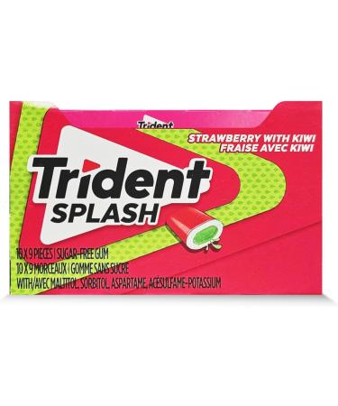 Trident Splash Sugar-Free Gum Strawberry Kiwi Strawberry Kiwi 9 count (Pack of 10) - Buy Online on GoSupps.com