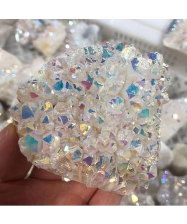 Natural White Angel Aura Quartz Electroplating White Crystal Cluster Colorful Point Geode Enegry Crystals Decor Suitable for Home Natural Luster (Size : 200-300g) - Buy Online on GoSupps.com
