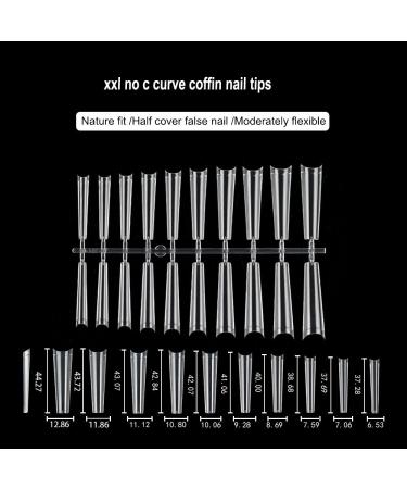 XXL Coffin No C Curve Nail Tips Clear Acrylic Extra Long Coffin Nails (500pcs) for Nail Salons & DIY Art | SITELENABY - Buy Online on GoSupps.com