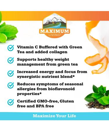 Maximum Living Solu-C with Green Tea - Vitamin C with Bioflavonoids and Rutin - Immune Support -120 Capsules Each - Pack of 2 - Buy Online on GoSupps.com