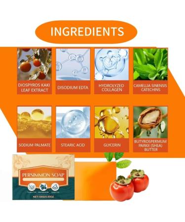 Gentle &Effective Persimmon SoapPersimmon Soap for Body Odor Brightening & Glow Persimmon Soap Bar Persimmon Body Soap for Women with Tea Tree extract & Shea Butter 2 - Buy Online on GoSupps.com