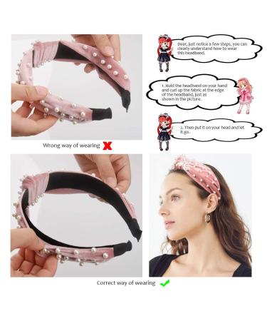 GORGOU 4 Pack Pearl Headbands for Women - Knotted Wide Headbands - Fashion Turban Hair Hoops - Velvet Hair Accessories for Girls - Buy Online on GoSupps.com
