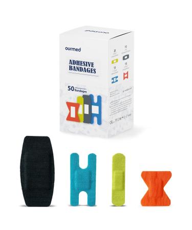 Ourbed Universal Paving Wound Paving - Flexible Tissue Bandage and Non -History Latex -free for cuts grazes blisters bubbles different sizes the bright colors 50 Strips Series A - 50 Count