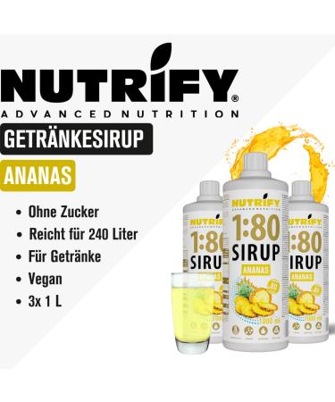 Nutrify Vital Fitness Drink 1:80 - Sugar-Free Pineapple Beverage Concentrate with Vitamins & L-Carnitine - 3x 1L Advisory Set for 240L Sports Drink Low Calorie! - Buy Online on GoSupps.com