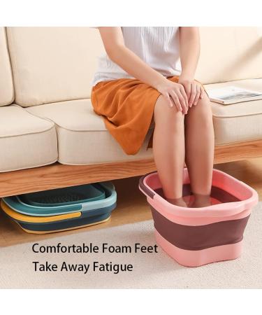 Collapsible Foot Bath Tub with Handle - Pink | Foot Spa Massager Basin for Soaking Feet | Pedicure Soak Bucket with Massage Acupoint - Buy Online on GoSupps.com