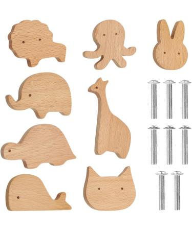 Buy Naveso 8 PCs Solid Wood Drawer Buttons for Children's Rooms | Animal Shape Wooden Handles & Cupboard Accessories - Buy Online on GoSupps.com