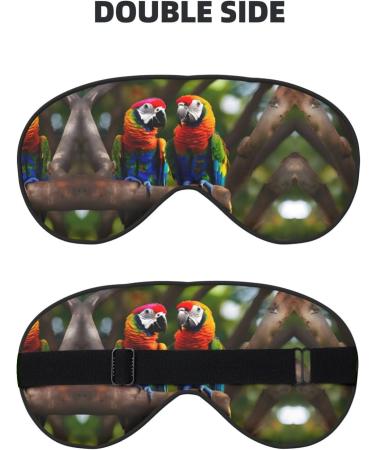 Colorful Parrots On Tree Print Double-Sided Eye Mask Soft and Light Blocking for Enhancing Sleep Quality - Buy Online on GoSupps.com