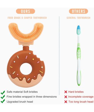 U-Shaped Children's Toothbrush - Soft 360 Cleaning Silicone Donut for Toddlers 2-8 Years - Grundic Yellow - Buy Online on GoSupps.com