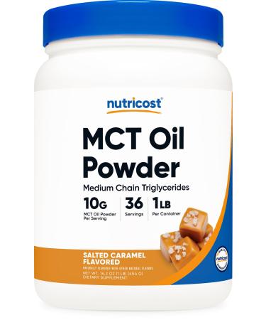 Nutricost Premium MCT Oil Powder (1 LB) (Salted Carmel) - Best for Keto Ketosis and Ketogenic Diets - Non-GMO and Gluten Free Medium Chain Triglyceride