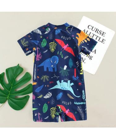 PythJooh Baby Boy Swimsuit | Zipper Rash Guard One Piece | Shark Print Shorts | 3-4 Years | Navy Dinosaur - Buy Online on GoSupps.com